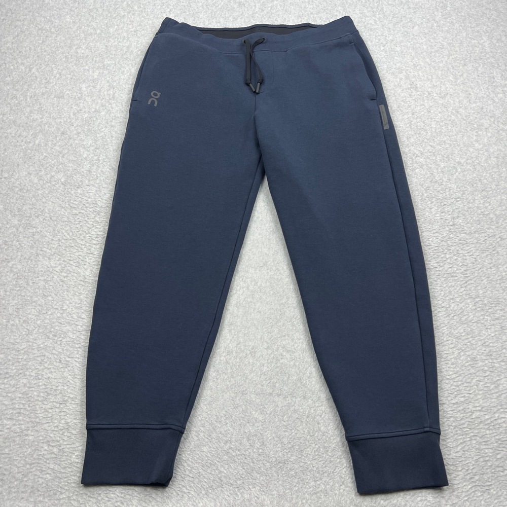 On Focus Tech Sweatpants‎ Mens Large Blue Joggers Drawstring Reflective 1MF3032